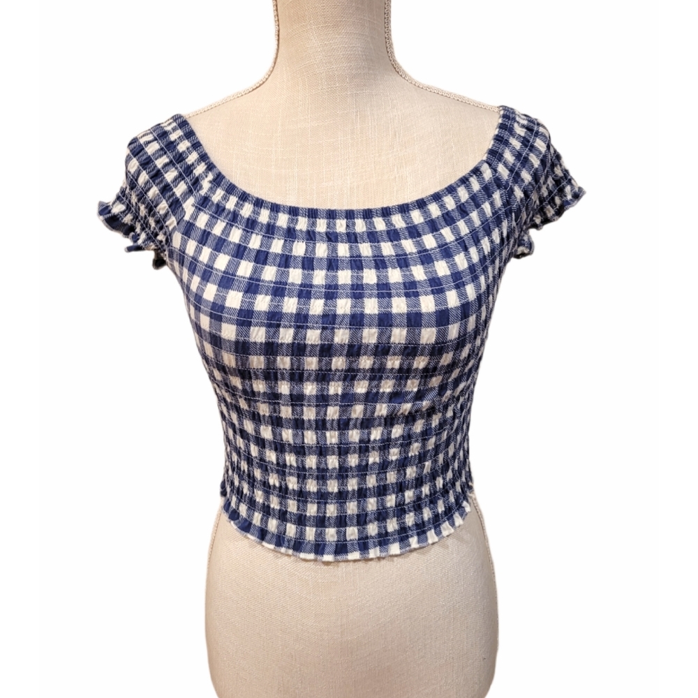 Arizona Jean Co. Blue Plaid Crop Top